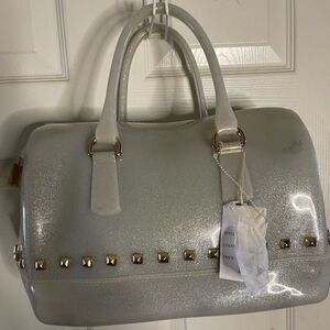 COPY - Candy jelly translucent silicone handbag with glitter texture and gold s…